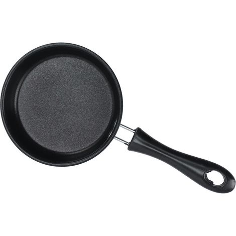 Mini poêle à frire en acier inoxydable antiadhésive, compatible induction, ronde, idéale pour le petit-déjeuner, avec long manche, 12 cm, bleue.