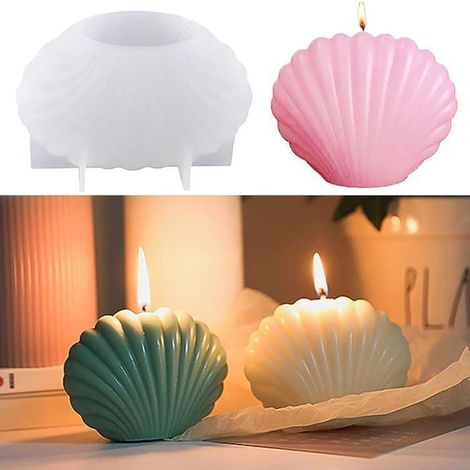 Moule en silicone 3D en forme de coquillage pour résine, moule à bougie coquillage sur le thème de l'océan, moulage en résine (1/5)