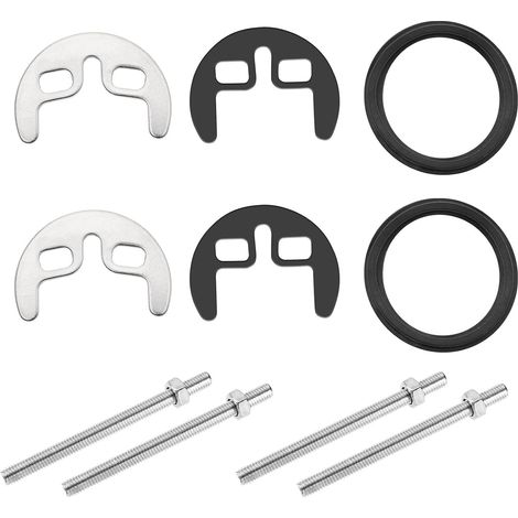 Lot de 2 kits de fixation de robinet mitigeur monobloc en acier inoxydable à deux trous pour lavabo de cuisine et de salle de bain (1/5)
