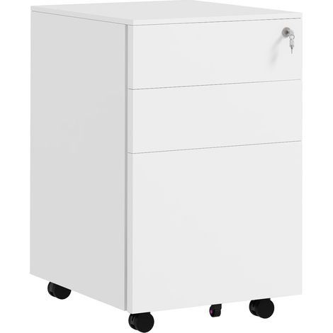 Vinsetto 3-Drawer Filing Cabinet w/ Removable Pencil Tray Lockable File Cabinet White (1/5)