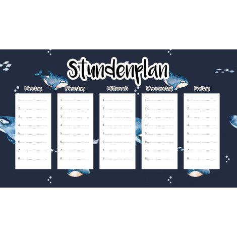 Plan de cours magnétique Baleines nageuses 30 x 17,5 cm