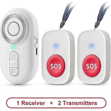 Sonnette connectée sans fil GETIT Compatible avec un dispositif d'appel d'urgence pour personnes âgées et un système d'alarme SOS - appel malade (1/3)