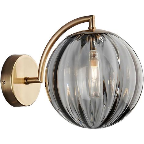 150-mm-Wandleuchte, graue Glaskugel, Wandleuchte mit goldenem Sockel, Wandlampe für den Innenbereich, Schlafzimmer, Nachttisch