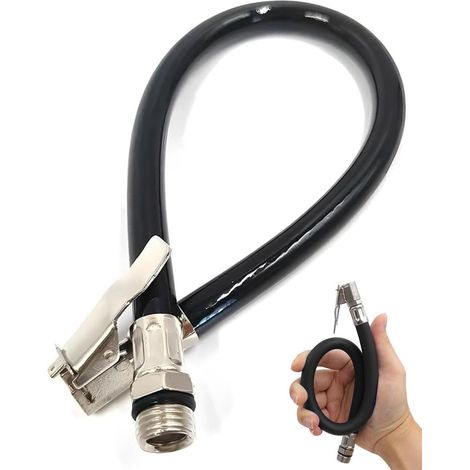 Valve Extension Kit, 37 cm Air Pump for Tube, Tyre Inflator Hose, Universal Car Valve Adapter, Suitable for Car, Bike and Motorcycle Compressors, Black (1/5)