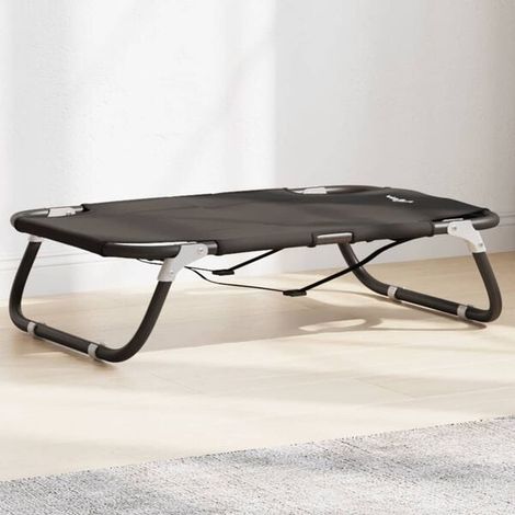 Lit pliant pour chien, tissu Oxford gris anthracite, acier.