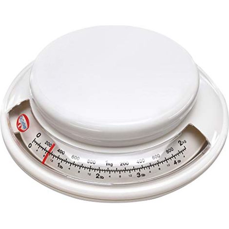 Dr. Oetker Baking Scales -Dr.Oetker analogica per Uso Domestico Ø17 cm, Bilancia per misurazione precisa (Colore: Bianco), quantità: 1 Pezzo (1/4)