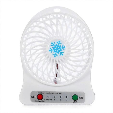Ventilateur portable rechargeable avec lumière LED, blanc (1/5)