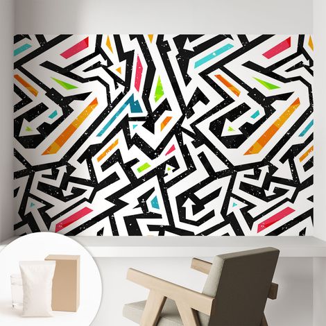 Papier peint avec colle pour décoration moderne de salon chambre à coucher cuisine et bureau Facile Mosaïque abstraite 104x70 cm (1/5)