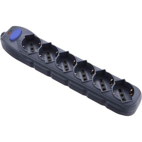 Electraline 82074 Multipresa Senza Cavo-6 Prese universali Colore, Nero