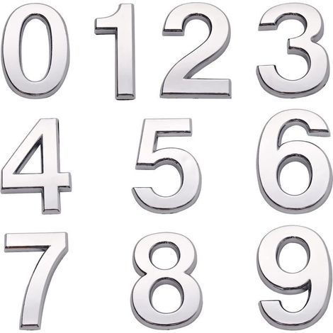 Numéros de maison adhésifs pour boîte aux lettres numéro de porte 0-9 pour appartement chambre bureau (4,3 cm)