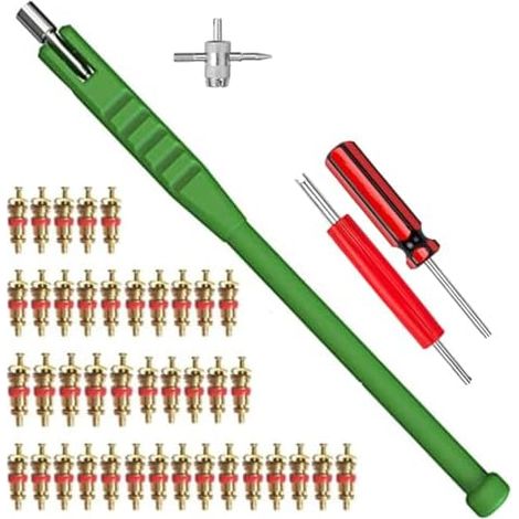 Démonte obus de Valve Outil Reparation/Outils pour Valves Pneus Core Remover avec 40 pcs Voiture Remplacement - (1/5)
