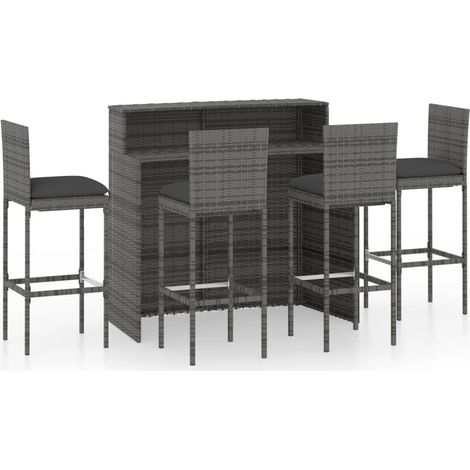 Maison Exclusive - 5-tlg. Gartenbar-Set mit Kissen Grau