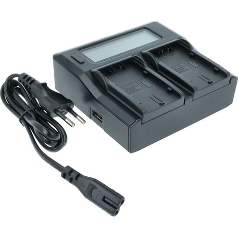 vhbw Dual Ladegerät kompatibel mit Hitachi DZ-MV250, PV-BP8, DZ-MV270A, DZ-MV270E, PV-DV100K, PV-DV100 Kamera - Ladeschale Ladeanzeige + Display