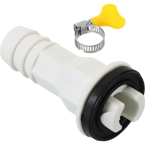15mm Connecteur de Tuyau de Vidange de Climatiseur, 1 Pcs Connecteur de Vidange Universel avec Cerceau de Serrage pour Robinet D'Unité Ac à Fenêtre Mini-Fendue, Modèle Blanc 6 (1/5)