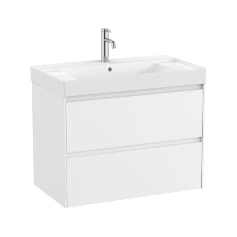MUEBLE LAVABO CENTRADO BLANCO 800X460 ONA STANDARD 2 CAJONES LED BLANCO MATE