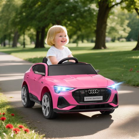 Rose - Voiture électrique 12V avec double moteur, télécommande et batterie rechargeable, vitesse 3-5 km/h, lumières LED et musique