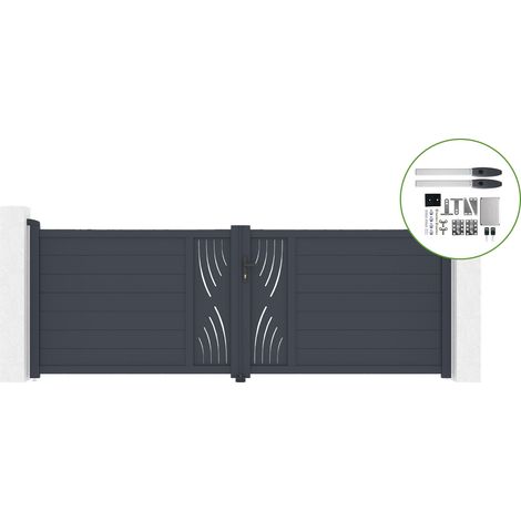 Portail battant 3,5m VELETA H.120cm alu + motorisation HICKER B200 (1/4)