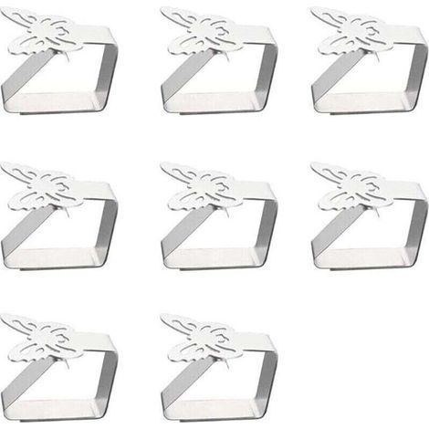 8 pièces pince à nappe en acier inoxydable pince à nappe papillon pince à pince à nappe convient aux tables d'une épaisseur ne dépassant pas 3 cm (1/4)