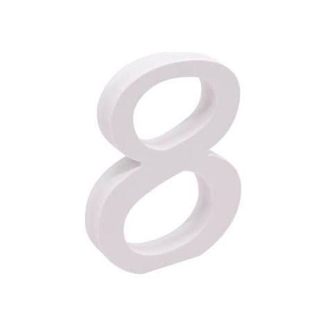Numero 8 madera decorativo 11 cm Blanco (1/3)