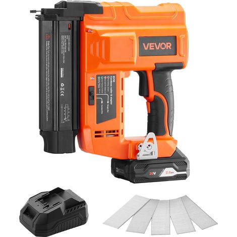 VEVOR Akku-Nagler 18 Gauge 20 V akkubetriebene Nagelpistole, 100 Nägel/min, mit 500 Nägeln & 2,0 Ah Lithiumbatterie & Ladegerät & einstellbarer Nageltiefe, für Heimwerkerarbeiten Holzbearbeitung (1/5)
