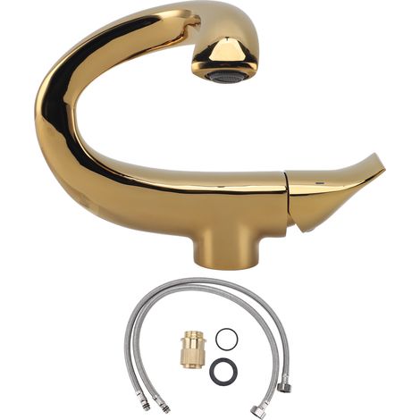 Kupferfarbener Waschtischhahn, multifunktional, modern, schlicht und raffiniert, einstellbar für Warm- und Kaltwasser, für Badezimmer, goldfarben. (1/5)