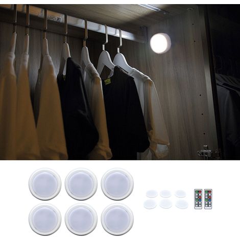 Lampe LED RGBW pour armoire, avec télécommande, lampe de penderie, veilleuse à intensité variable, lampe de chevet, lampe d'allaitement, lot de 6 (1/5)