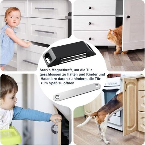 Door Magnet Set of 4 No-Drill Magnetic Magnets for Cabinet Doors Furniture Door Magnets Powerful Magnetic Closet Magnets Closet Magnets Drawer Magnets (1/4)