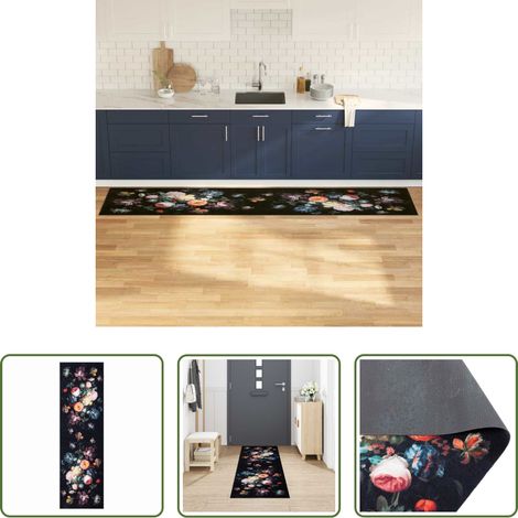 Tapis en velours - Tapis de Cuisine Noir 300 x 60 cm Velours (1/5)