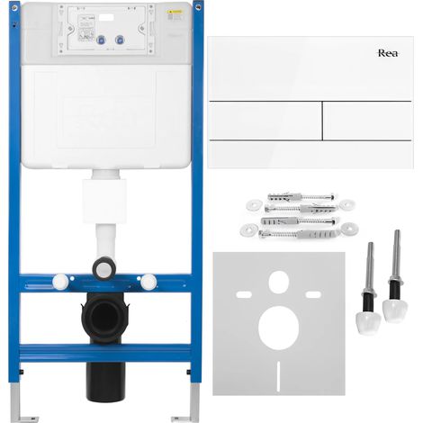 BÂTI SUPPORT REA T WHITE + PLAQUE DE COMMANDE WC TYPE T (1/5)