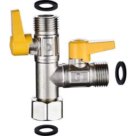 Válvula de 3 vías AIDUCHO con conector en T de 1/2" para ducha de mano y cabezal de ducha, brazo de ducha, adaptador desviador de latón de 3 vías, cierre de grifo. (1/5)