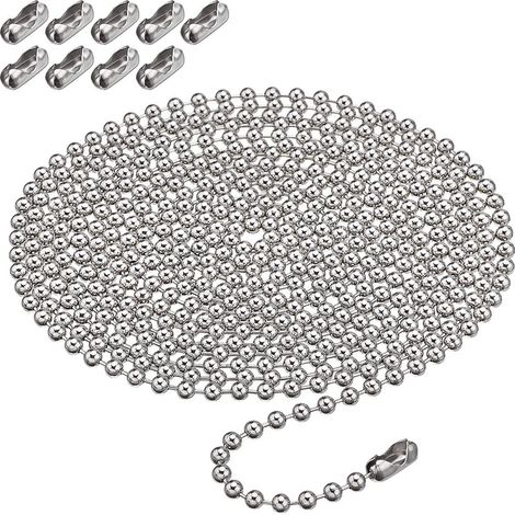 4,5 x 6 mm große Metallkugelkette, 3 Meter lang, mit 10 Kugelverbindern und Metallverschluss. (1/5)