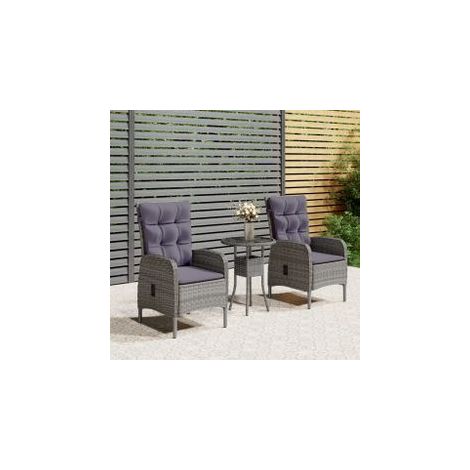 Ensemble de bistro de jardin 3 pcs Résine tressée Gris (1/5)