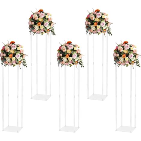 5 Pcs Support de Colonne de Vase En Acrylique 40" De Haut Centre de Table Vase de Décoration de Mariage Élégant Support de Fleurs En Acrylique Présentoir De Table Colonne Claire Pilier Accessoires Car (1/5)