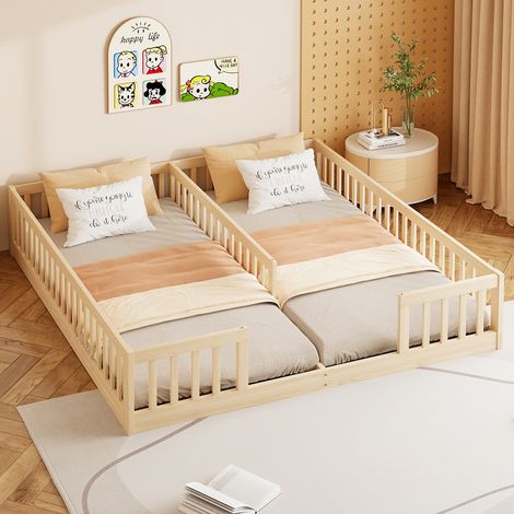 Letto struttura letto doppio bambini con barriera OKMYHOME