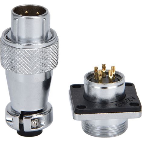Connecteur étanche WS16 500V aviation mâle/femelle, fiche socle robuste pour applications industrielles électriques. (1/5)