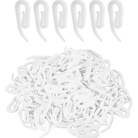 Pack of 100 plastic curtain hooks, plastic curtain hooks - curtain rails, hooks for shower/window/rail (1/5)