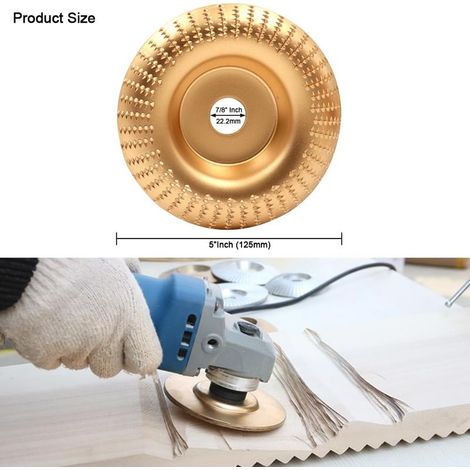 1Pc Disque Bois Meuleuse 125mm, Courbée Style Disque Abrasif en Bois, Disques de Meulage du bois en Carbure de Tungstène pour Façonner, Meuler et Couper. Roues pour Meuleuse d'angle (1/5)