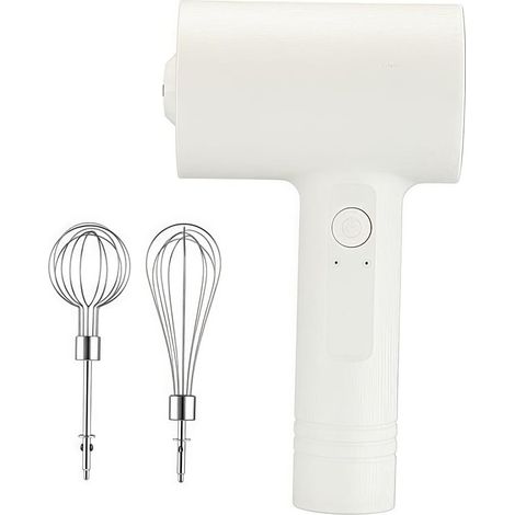 Batteur électrique à main sans fil rechargeable avec 2 fouets pour mousser le café et pâtisser (vert/blanc) (1/4)