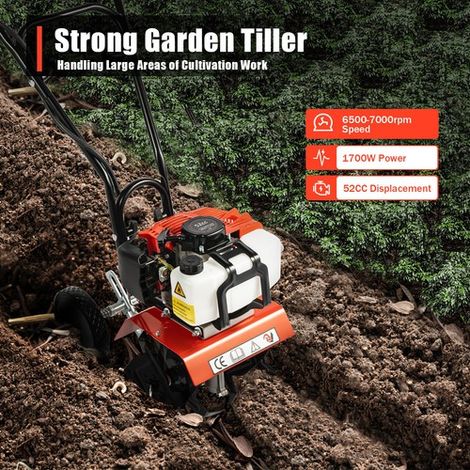 Petrol Cultivator 52cc Rotavator Tiller Garden Allotment Soil Vegetable Patch (1/5)