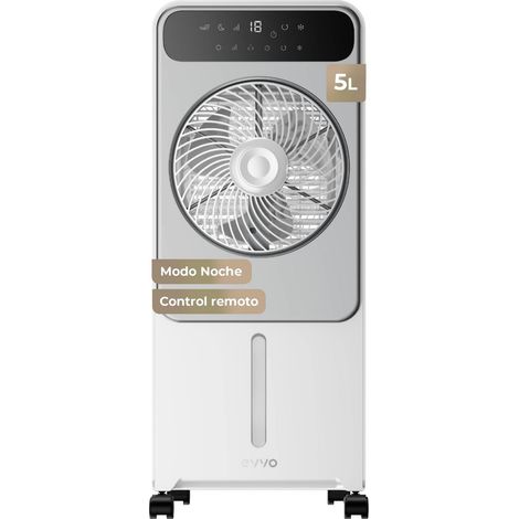 Climatizador Evaporativo EVVO AC950, 65W, Depósito 5L, Control Táctil, 3 modos, Temporizador 12h, Mando a Distancia, Ruedas