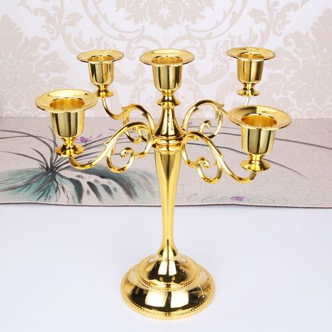 Bougeoir 5 Candélabres Métal Style Européen Doré (1/3)