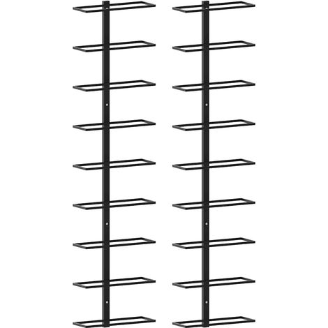 Maison Exclusive - Wand-Weinregale für 18 Flaschen 2 Stk. Schwarz