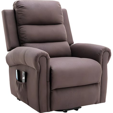 Fauteuil massant en tissu avec releveur électrique - Marron - LOVARI (1/5)