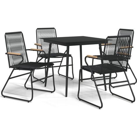 Maison Exclusive - 5-tlg. Garten-Essgruppe Schwarz PVC Rattan