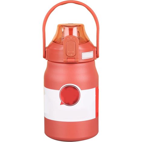 316 Stainless Steel Vacuum Cup Large Insulated Stainless Steel Water Bottle Handheld Sports Kettle Vermilion Red 1.2L