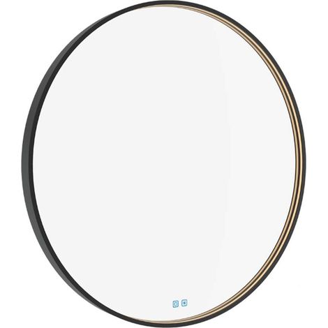 Nimco Specchi - Specchio con illuminazione LED, diametro 100 cm, sensore tattile, nero opaco ZPC 31004RVX-90