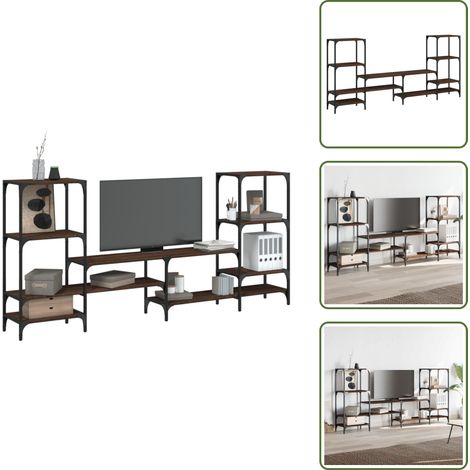 Mobile con ripiano - vidaXL Mobile TV Rovere Marrone 206,5x28,5x95 cm in Legno Multistrato - TV in casa