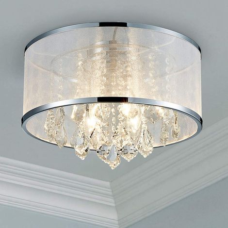 Cristal moderne tambour lustre éclairage encastré montage LED plafonnier luminaire pendentif lampe salle à manger salle de bains chambre à coucher salon LED 4 E14 ampoules requises (1/5)