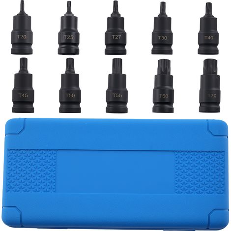 1/2" Drive Impact Star Socket 10pc Set T20-T70 S2 Steel Heavy Duty (1/5)