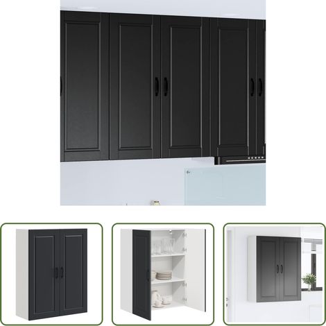 Holzschrank - Küchenschrank mit Regal Schwarz 80 x 31 x 100 cm Holzwerkstoff (1/5)